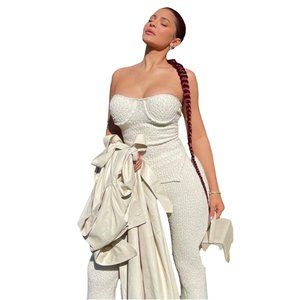 Helmut Lang Cream Boucle Knit Set